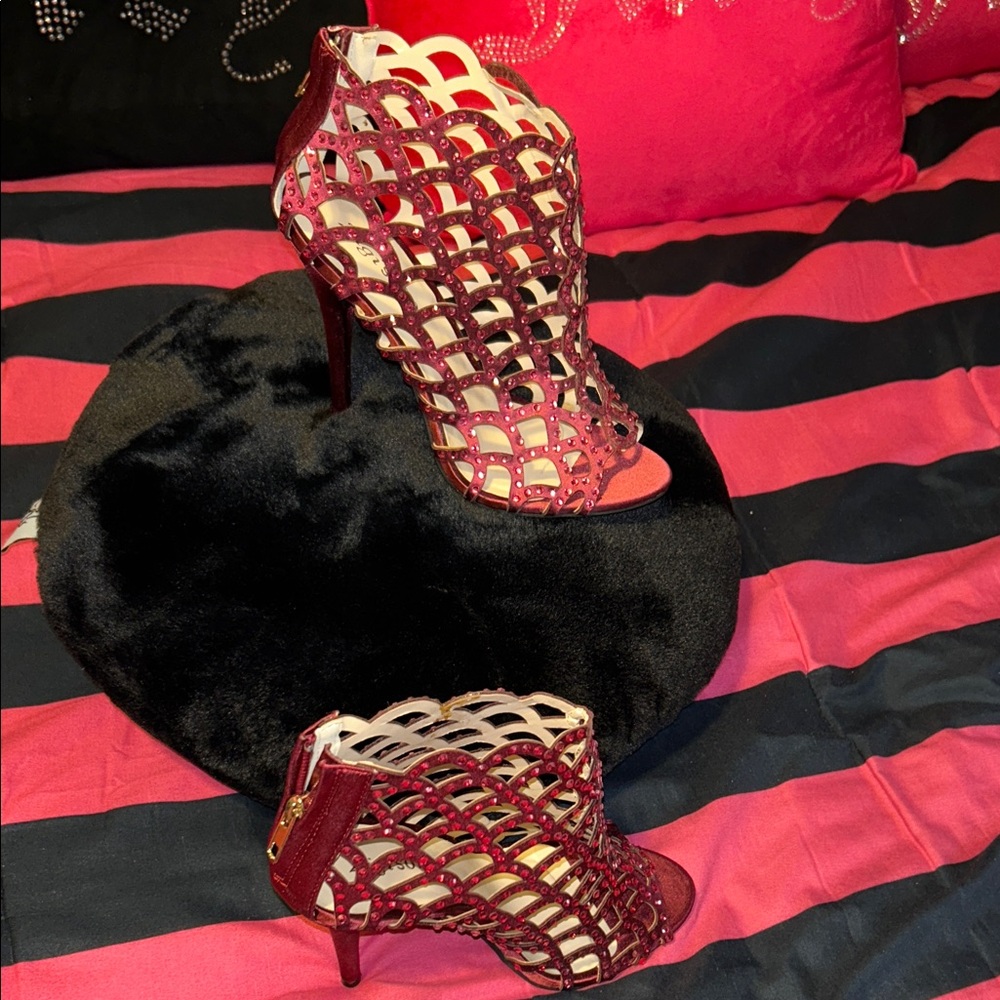 Elegant Red Cutout Heels